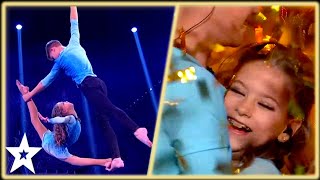 Aerial Dance Duo Win the GOLDEN BUZZER with a STUNNING Audition  Kids Got Talent [upl. by Rankin517]