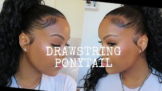 CURLY DRAWSTRING PONYTAIL  EASY amp FAST HAIR TUTORIAL [upl. by Edge784]