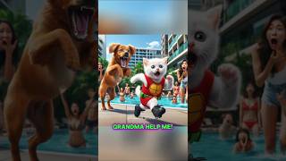 Cat’s Day with Grandma and Poolside Pranks 🐱🐕catstory cat catvideos meow [upl. by Seadon197]