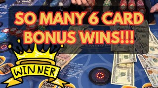 3 CARD POKER in LAS VEGAS SO MANY 6 CARD BONUS WINS [upl. by Ariad]