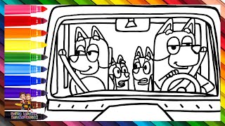 Zeichne und male Bluey und ihre Familie im Auto 🐶🐕🚗 Zeichnungen für Kinder [upl. by Yaya]