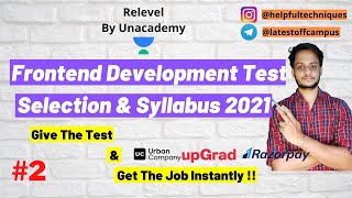 Get PLACED Instantly  Relevel Frontend Development Test 2021  Syllabus amp Selection Process [upl. by Filahk]