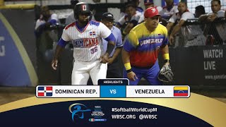 Highlights  Game 11 Dominican Rep vs Venezuela  2024 WBSC Mens Softball World Cup  Group A [upl. by Amerd]