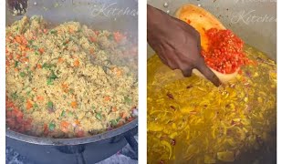 how to make nigeria fried rice africa Village cooking for the orphanage [upl. by Arbrab]