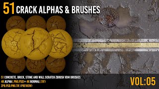 51 Zbrush Crack And Damage Brushes And 4k Alpha VOL 05 [upl. by Dianemarie215]