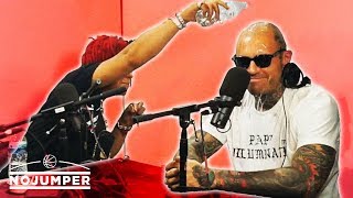 Trippie Redd dumps water on Adam22 for asking about 6ix9ine [upl. by Randell]