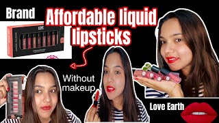 Swatch amp Review of affordable Love Earth liquid mousse liquid matte lipstick 10 बेहतरीन लिपस्टिक❤️ [upl. by Mira]