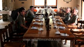 Lavish dining table and spread at Kanha Earth Lodge Madhya Pradesh [upl. by Sela]