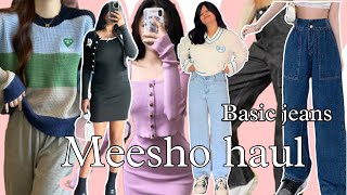 Meesho Jeans haul Dress Sweater amp Jacket try on haul [upl. by Ecniuq872]