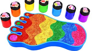 Satisfying Video l How to make Rainbow Slime Foot WITH Mixing Glitter from Mini Baths ASMR [upl. by Pendleton]