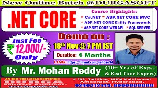 NET CORE Online Training  DURGASOFT [upl. by Leimaj]