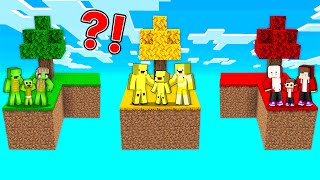 JJ Family vs Mikey Family vs Banana Kid Family on SKYBLOCK Survival in Minecraft Maizen TV [upl. by Hultgren]