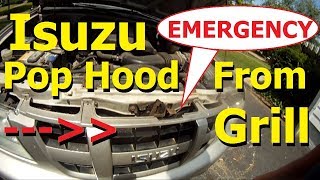 Hood Release Cable Broken How to Open Car Hood Latch  Isuzu  Emergency access engine compartment [upl. by Dwaine]