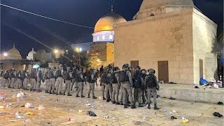 today A heavy police force was deployed in Masjid alAQSA on Friday During Fajar Adhan [upl. by Florry]