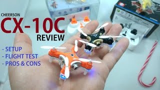 CHEERSON CX10C Review  Worlds Smallest Camera QuadCopter Drone Setup Flight Test Pros amp Cons [upl. by Shere974]