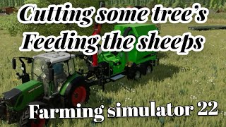 Feeding the sheeps  Cutting some trees  Farming simulator 22 [upl. by Annissa40]