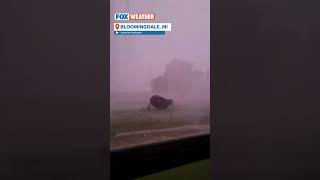 There Goes The Trampoline Strong Winds Blow Away Trampoline During Severe Storms In Michigan [upl. by Essyle]