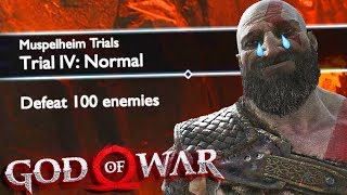 God Of War 2018 Defeat 100 EnemiesTrials Of Muspelheim Part 2 [upl. by Alleber276]