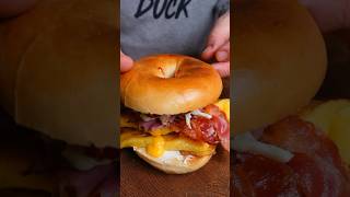 New York Style Bacon Egg and Cheese Bagel bagel sandwich top10 hangover streetfood [upl. by Juakn522]