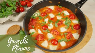 Gnocchi Pfanne mit Mozzarella  Schnelles Pfannengericht [upl. by Aimar]