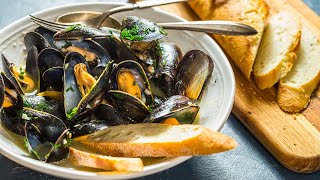 White Wine Mussels  My FAVORITE SEAFOOD recipe [upl. by Ellirehs]