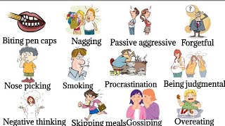 Bad habits in English vocabulary Bad habits with meaning simply examples [upl. by Adnoraj480]