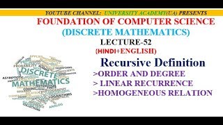 Recursive Definition and ORDER AND DEGREE of recurrence relation [upl. by Marget159]