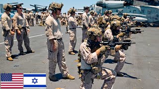 USMC Israel US Marines train on the amphibious assault ship USS Bataan LHD5 [upl. by Grannie525]