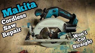 How to repair a Makita DHS680 cordless saw with a bent base that wont cut straight [upl. by Hutton]