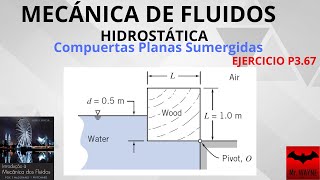 Hidrostática Compuertas Planas SumergidasFlotabilidad  Ejercicio P367 FOX and McDONALD 8 ed [upl. by Atteragram]