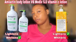 AMLACTIN DAILY MOISTURIZING LOTION vs MEDIX 55 VITAMIN C LOTION REVIEW  DOES IT LIGHTEN BRIGHTEN [upl. by Pasahow]