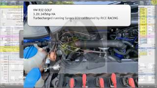 Syvecs  VW GOLF R32 Turbocharged calibration  Practical demonstration [upl. by Helman349]