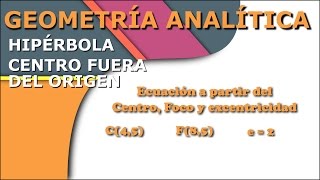 Hiperbola  Ecuacion a partir de Centro foco y excentricidad  SimpleAlgebra1 [upl. by Naam]