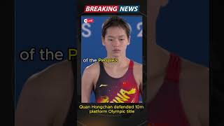 Quan Hongchan defended 10m platform Olympic title shorts olympics [upl. by Stacia]