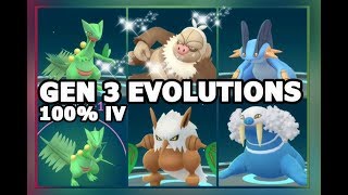 POKEMON GO GEN 3 EVOLUTIONS 100 IV SCEPTILE POWER UP SLAKING SWAMPERT SHIFTRY amp WALREIN [upl. by Ahsiak195]