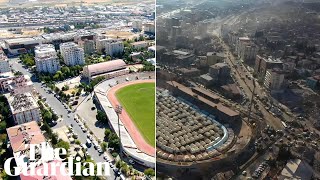 Before and after drone footage shows extent of devastation in quakeshit Turkey [upl. by Pachston]