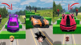 Anime Characters Cars Vs 100 Containers 5 😱 BeamNGDrive  The Real Granny [upl. by Eiboj283]