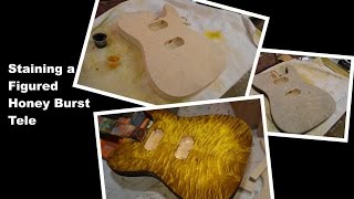 Honey Burst on a Tele Figured Port Orford Wood Luthier Project Work  BigDGuitars [upl. by Assirhc]