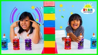 Twin Telepathy Slime Challenge Ryan vs Mommy [upl. by Netsirt497]