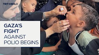 Mass polio vaccination drive for children begins in Gaza [upl. by Kerianne]