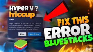 Fix BlueStacks run Into a Hiccup And Couldnt Launch Problem  Solve Bluestacks 5 Error Problem [upl. by Knipe]