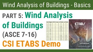 Part 5 CSI ETABS Demonstration  Wind Analysis of Buildings ASCE 716 [upl. by Soracco]