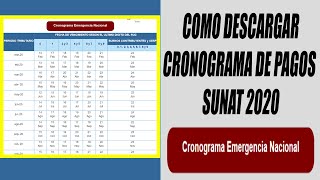 COMO DESCARGAR CRONOGRAMA DE PAGOS DE LA SUNAT 2020  CRONOGRAMA EMERGENCIA NACIONAL [upl. by Gore]