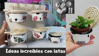 MANUALIDADES CON LATAS DE ATUN como decorar latas de aluminio [upl. by Lleznol]