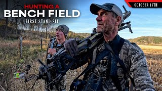 Hunting a Bench Field  First Tree Stand Sit  Bowhunting Whitetails w Bill Winke [upl. by Navetse]