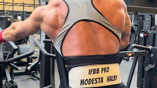 IFBB PRO Modesta Halby 6 weeks out from Texas Pro backworkout [upl. by Moriyama]