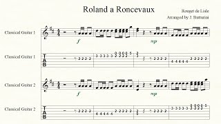 ROLAND A RONCEVAUX Rouget de Lisle arranged for two guitars with tab beginner level [upl. by Neerbas]