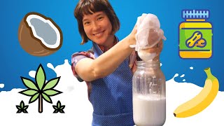 Milking Everything In Sight Part 2 No Soak Edition  DIY Hemp Coconut Peanut and Banana Milk [upl. by Auqkinahs]