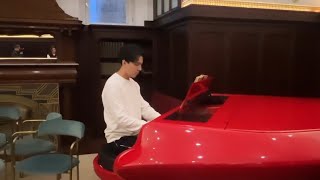 Dimash playing quotKusni Korlanquot on the piano Hungary [upl. by Eadwina]