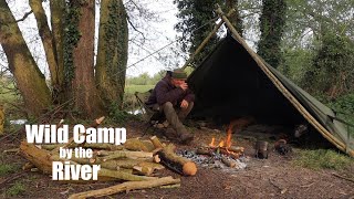 Riverside Wild Camp in a Canvas Half Laavu Shelter Australian Ration Pack Canoe Camping [upl. by Ytsur]